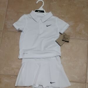 Nike Kids White Polo and Skirt Set